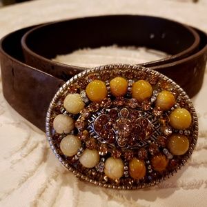 Chico’s rhinestone metallic belt - size L